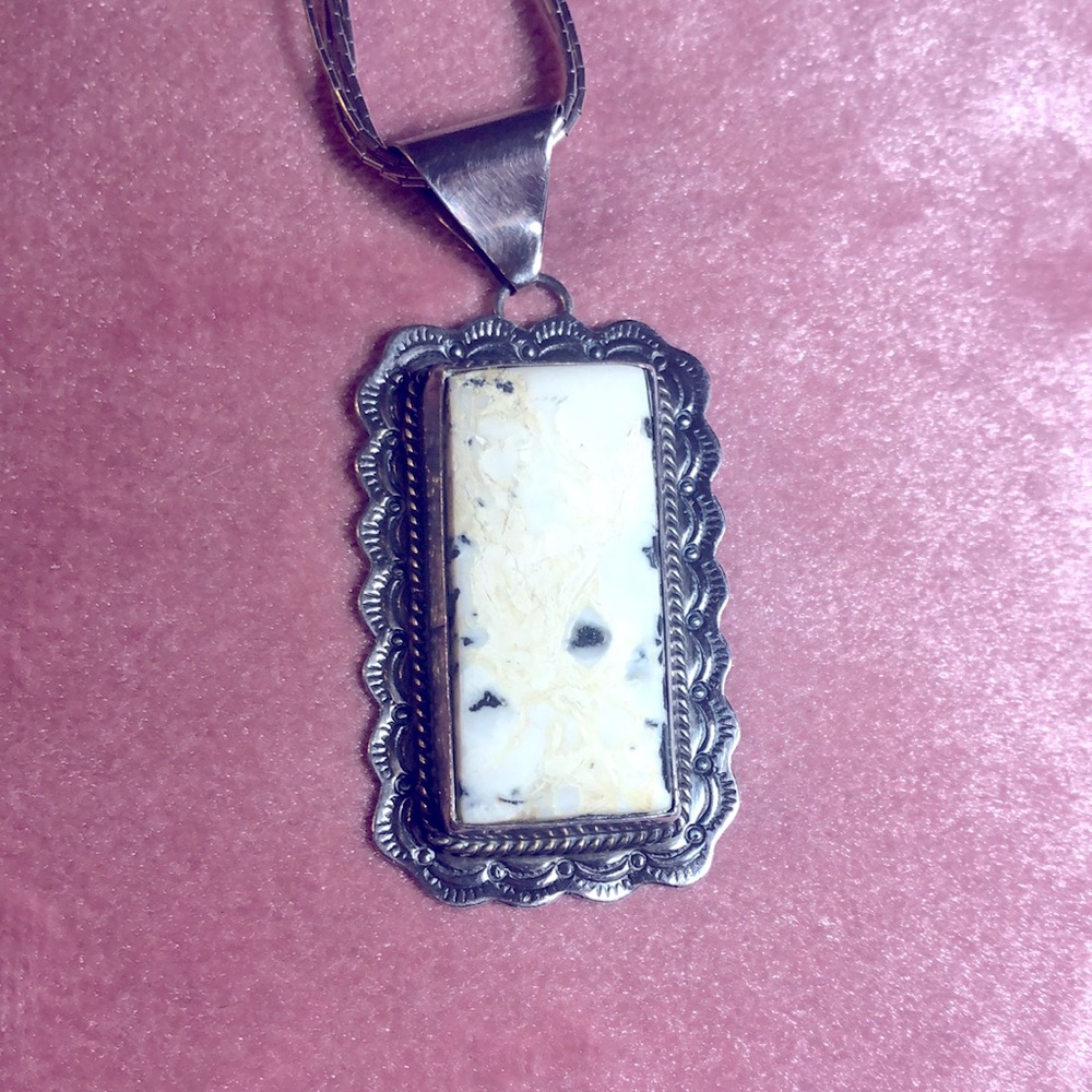 Vintage Native American liquid 925 Silver Necklace and pendant - Picture 3 of 8